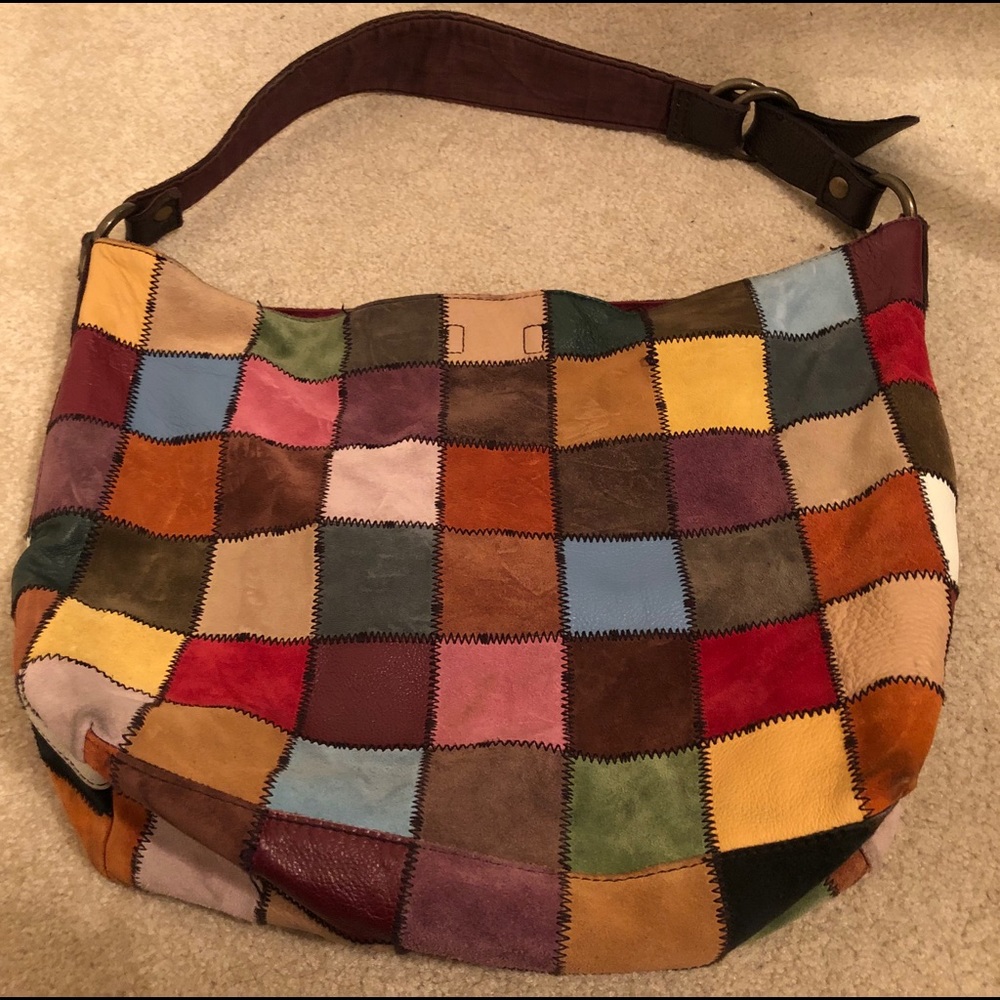 Patchwork leather hobo bag